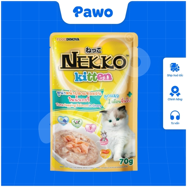 Pate NEKKO cho mèo con dạng xốt nội địa Thái Lan gói 70g PAWO.