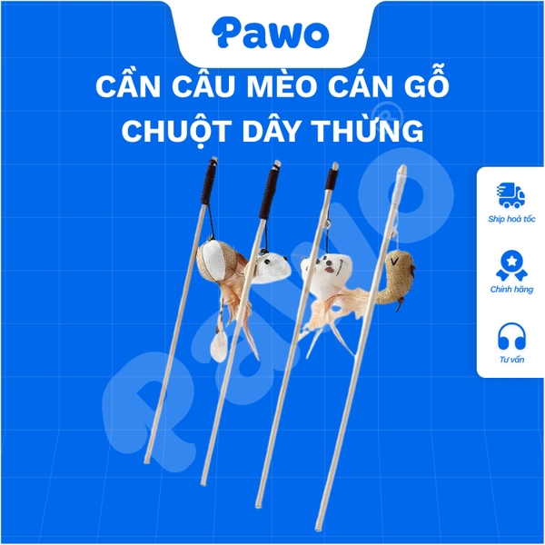 Cần câu mèo cán gỗ - Chuột dây thừng