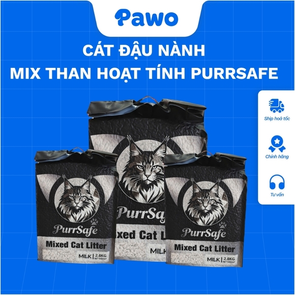 Cát vệ sinh cho mèo đậu nành mix than hoạt tính Purrsafe