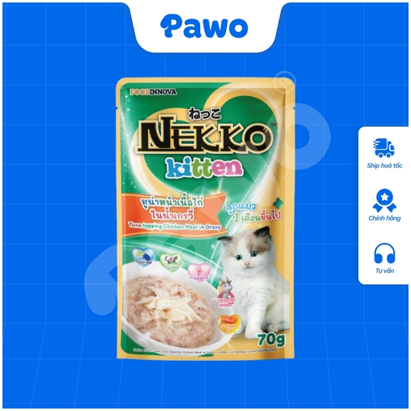 Pate NEKKO cho mèo con dạng xốt nội địa Thái Lan gói 70g PAWO.