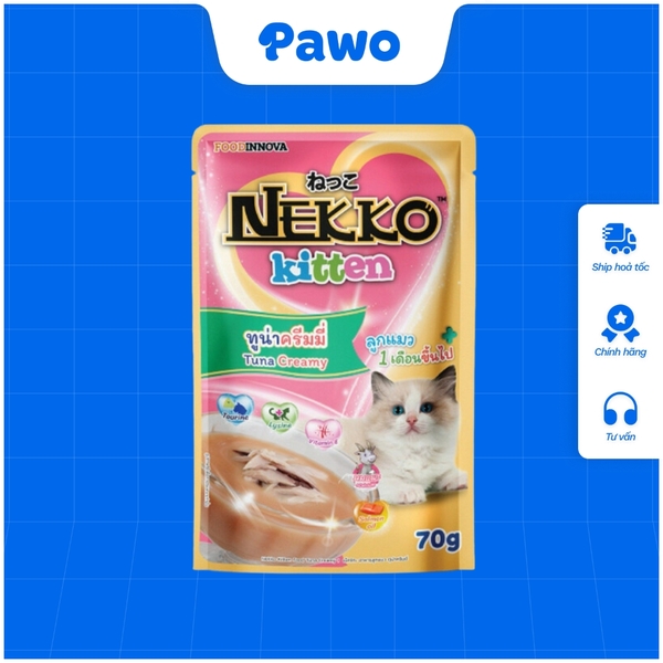 Pate NEKKO cho mèo con dạng xốt nội địa Thái Lan gói 70g PAWO.