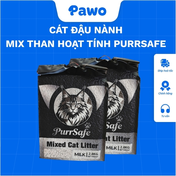 Cát vệ sinh cho mèo đậu nành mix than hoạt tính Purrsafe