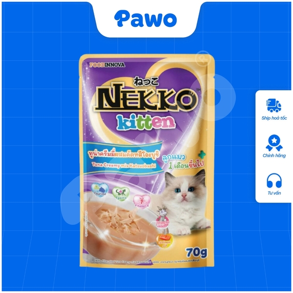 Pate NEKKO cho mèo con dạng xốt nội địa Thái Lan gói 70g PAWO.