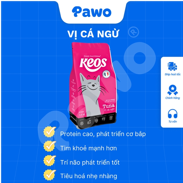 Hạt Keos cho mèo mọi lứa tuổi - Cá ngừ 1,5kg PAWO