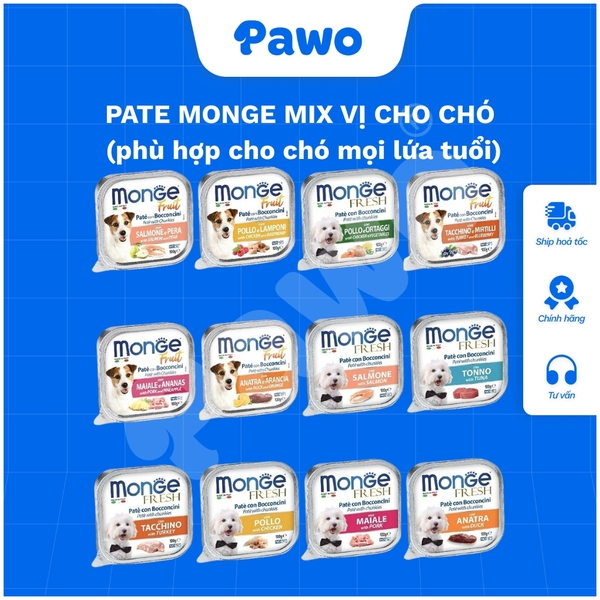 Pate Monge Fresh, Fruit cho chó nhiều vị - hộp 100gr PAWO