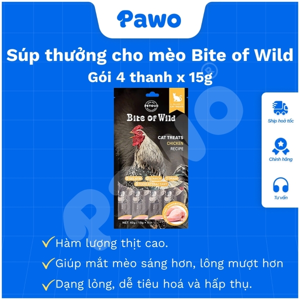 Súp Thưởng Cao Cấp Bite Of Wild Cho Mèo (15gx4) PAWO