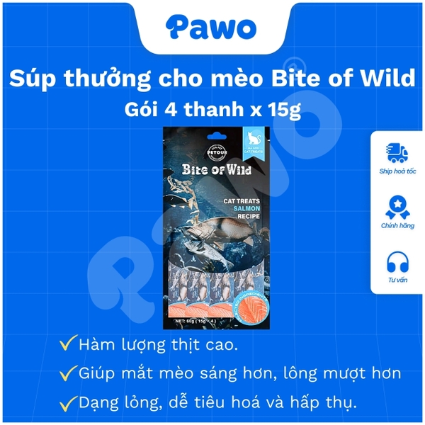 Súp Thưởng Cao Cấp Bite Of Wild Cho Mèo (15gx4) PAWO
