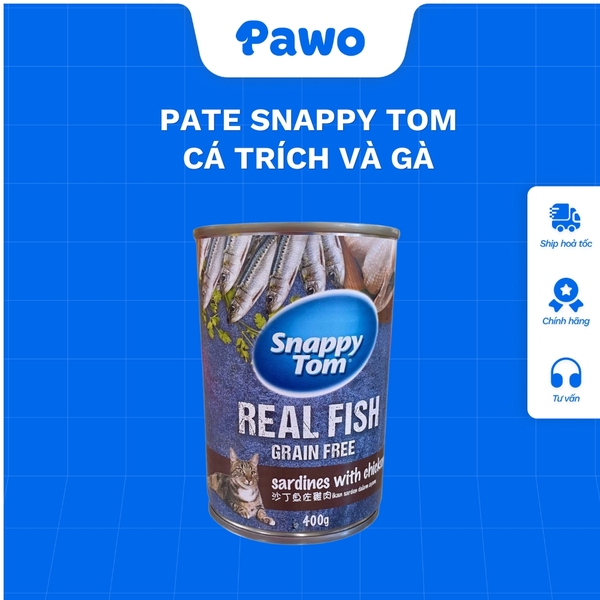 Pate Snappytom Real Fish cho mèo 400g