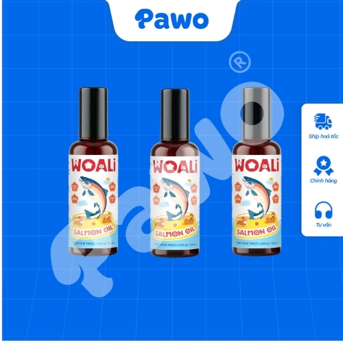 Dầu Cá Hồi Woali Cho Chó Mèo, Ăn Ngon Miệng, Da Khỏe, Lông Mượt, Giảm Rụng Lông 100ml PAWO