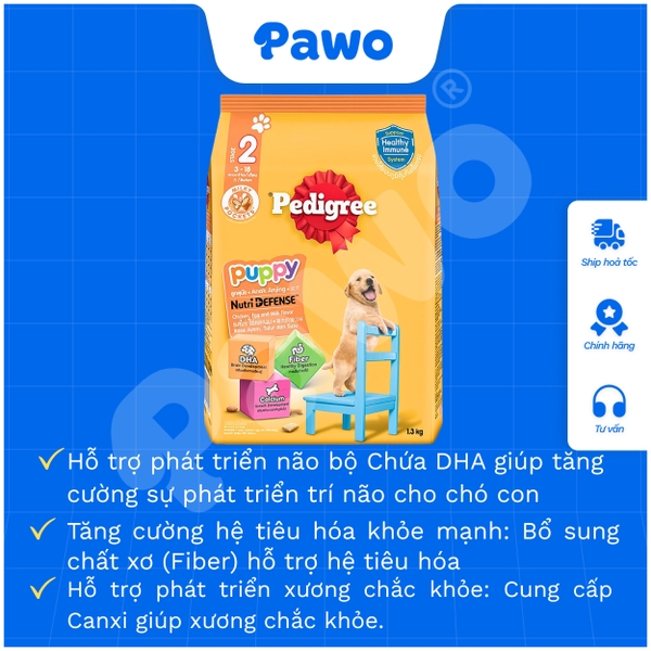 Hạt Pedigree Chó Con 1.3kg PAWO