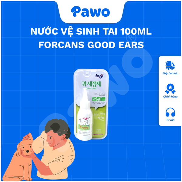 Nước Vệ Sinh Tai FORCANS Good Ears (Lọ 100ml) | PAWO
