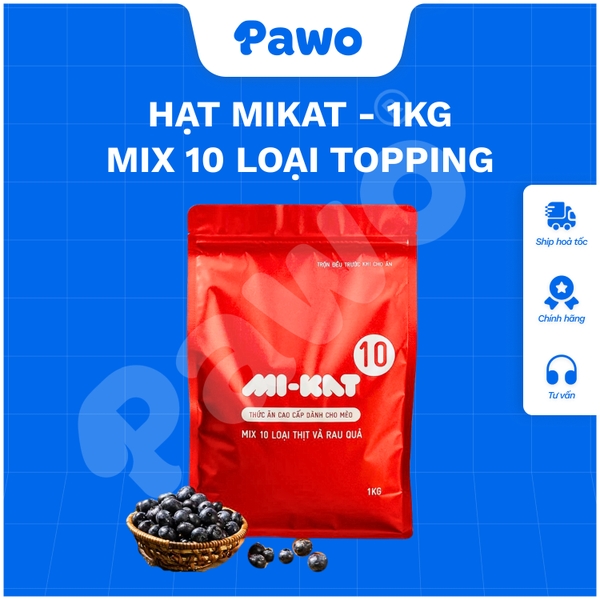 HẠT MIKAT CHO MÈO 1KG - MIX 10 LOẠI THỊT VÀ RAU CỦ | PAWO