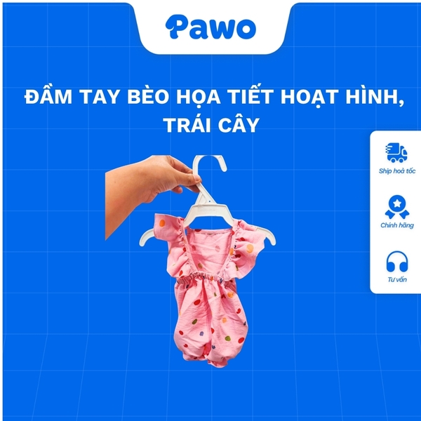 Đầm tay bèo họa tiết hoạt hình, trái cây PAWO