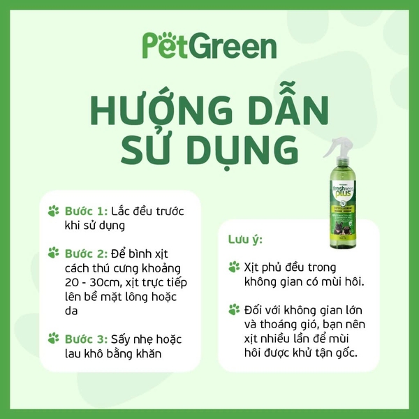 Xịt khử mùi Pet Green Cho Bull Pug, Chó Mèo, Thú Cưng - PAWO