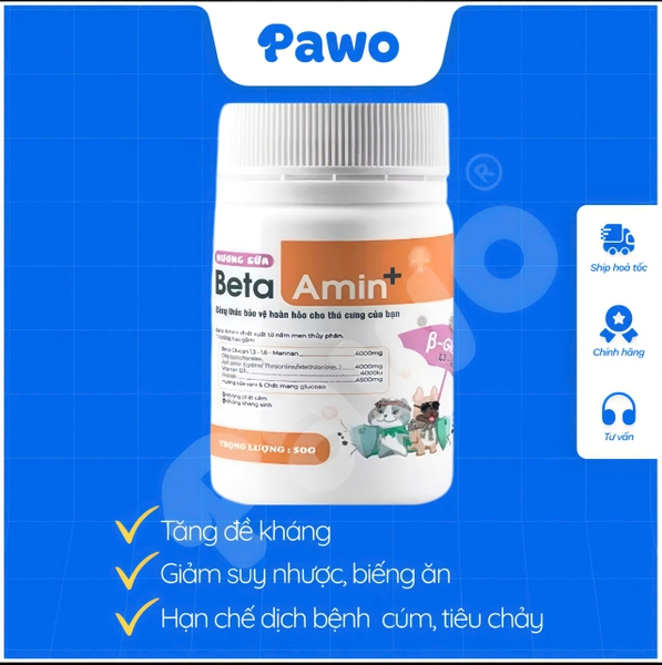Viên uống Tăng cân, tăng đề kháng tránh bệnh vặt BETA AMIN ECOPETS ở chó và mèo | PAWO