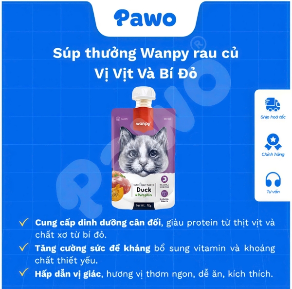 Soup thưởng Wanpy dạng nắp vặn tiện lợi gói 90g | PAWO