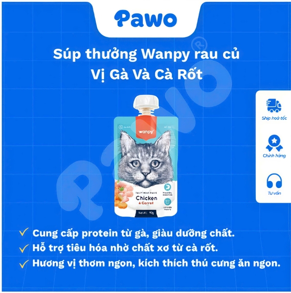 Soup thưởng Wanpy dạng nắp vặn tiện lợi gói 90g | PAWO
