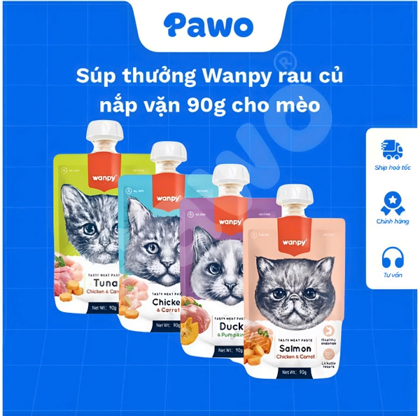 Soup thưởng Wanpy dạng nắp vặn tiện lợi gói 90g | PAWO