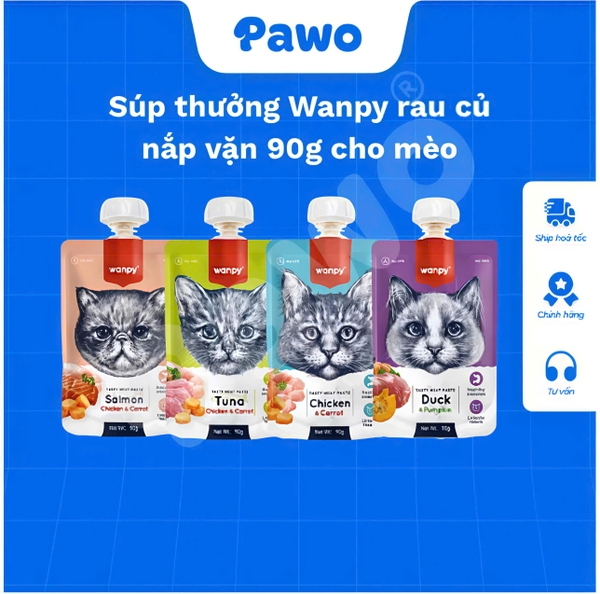 Soup thưởng Wanpy dạng nắp vặn tiện lợi gói 90g | PAWO