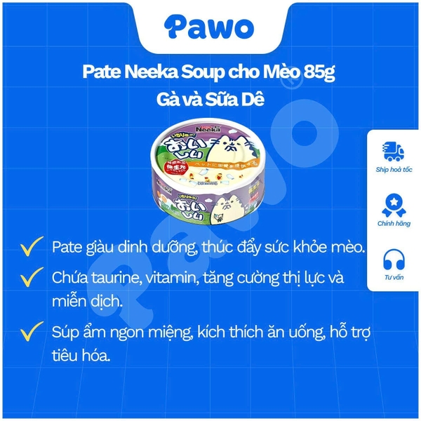 Pate Neeka Dạng Soup Dành Cho Mèo Mọi Lứa Tuổi 85g PAWO