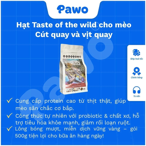 Hạt Taste of the wild cho mèo túi 500g | PAWO