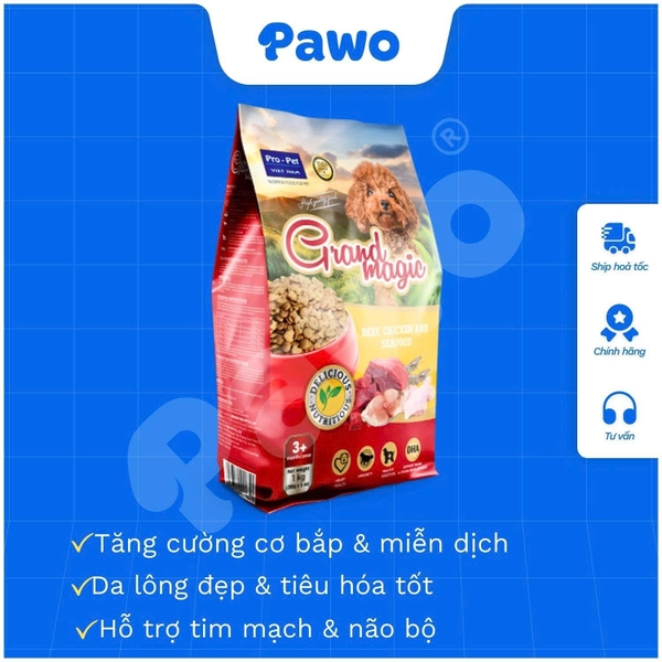THỨC ĂN CAO CẤP DÀNH CHO CHÓ GRANDMAGIC TÚI 1KG | PAWO