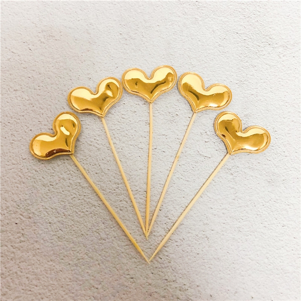 Da phồng - Tim - Vàng (Set 60 cây)