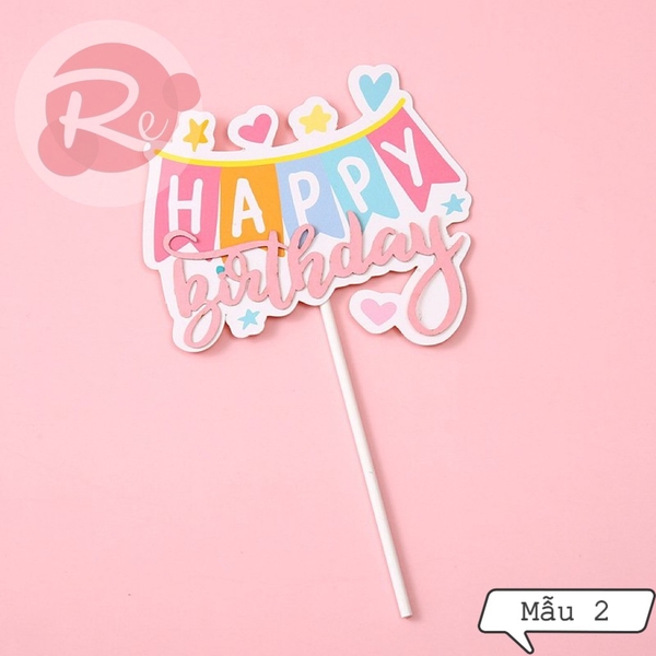 Topper HPBD hoạt hình - Mẫu 3