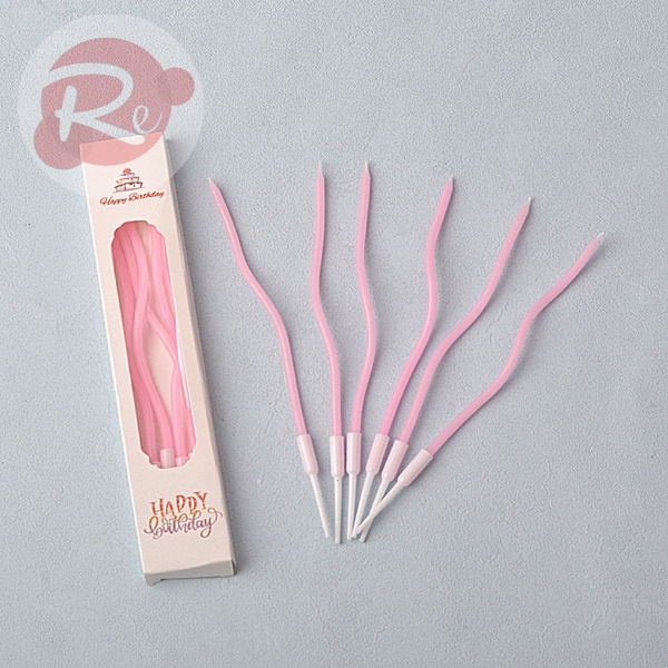 Nến xoắn dài - Không nhũ - Hồng