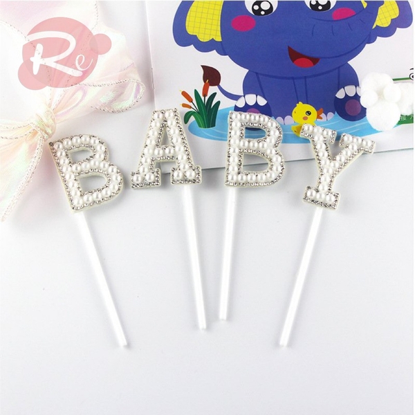 Que cắm chữ Baby - Trắng