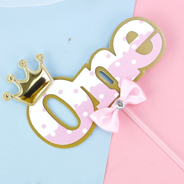 Que cắm chữ ONE màu hồng