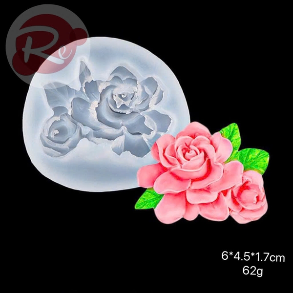 Khuôn Silicon - Hoa hồng đôi 3D
