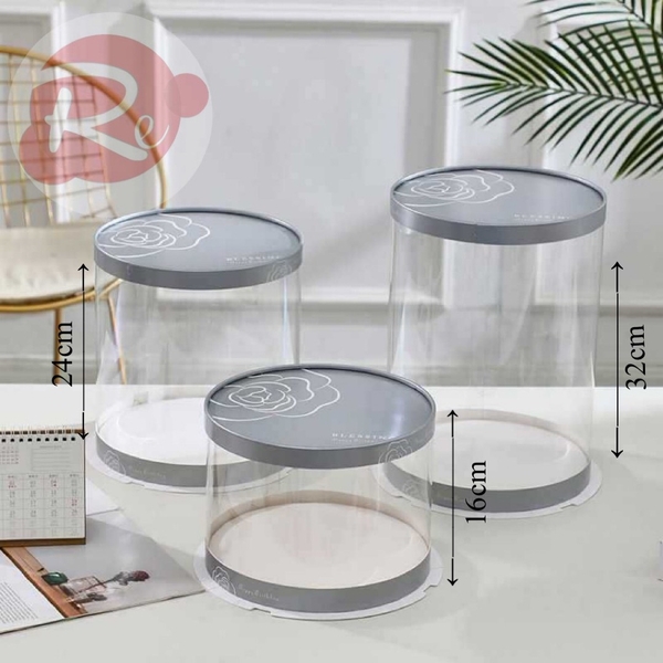 Hộp mica xám hoa hồng - 22x22x16