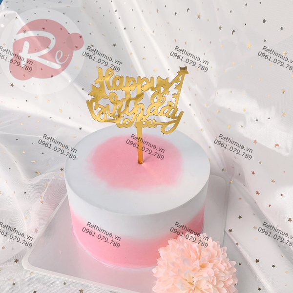 Thẻ meka - HPBD to you Mũ bông và Sao - Vàng (gói 10 chiếc)