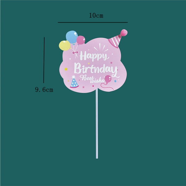 Que cắm HPBD - Best Wishes - Hồng