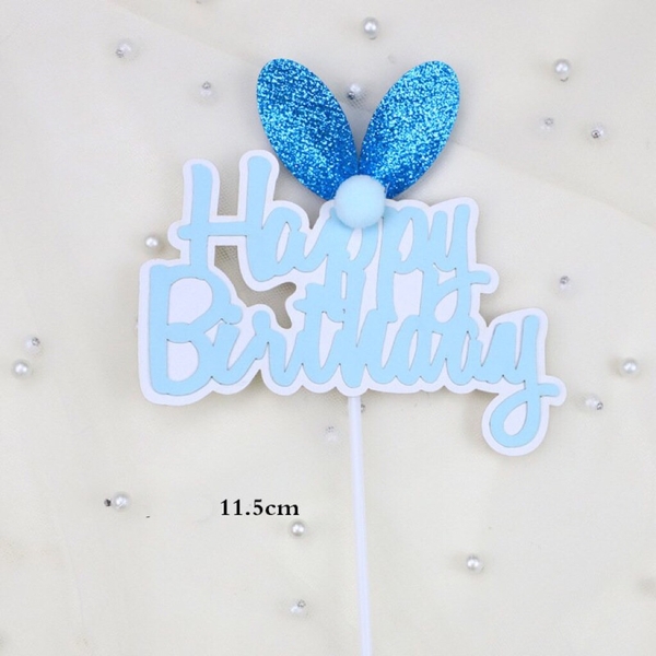 Topper HPBD tai thỏ - Xanh