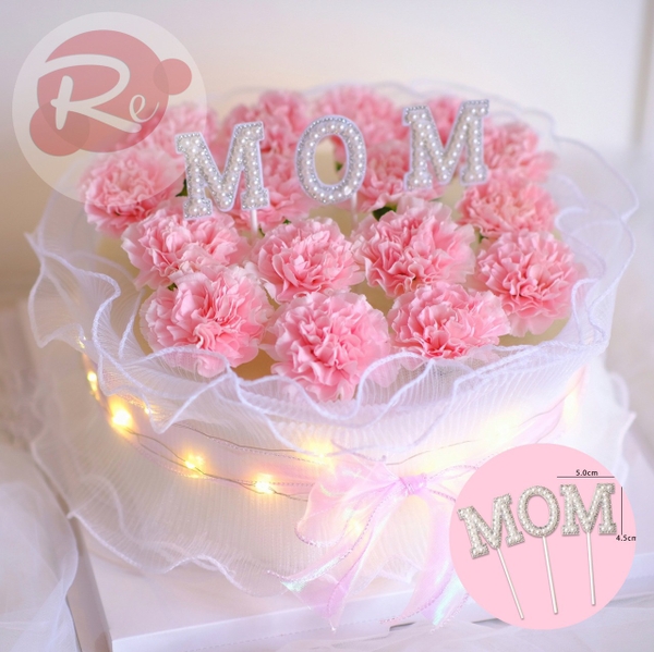 Que cắm chữ MOM - Trắng