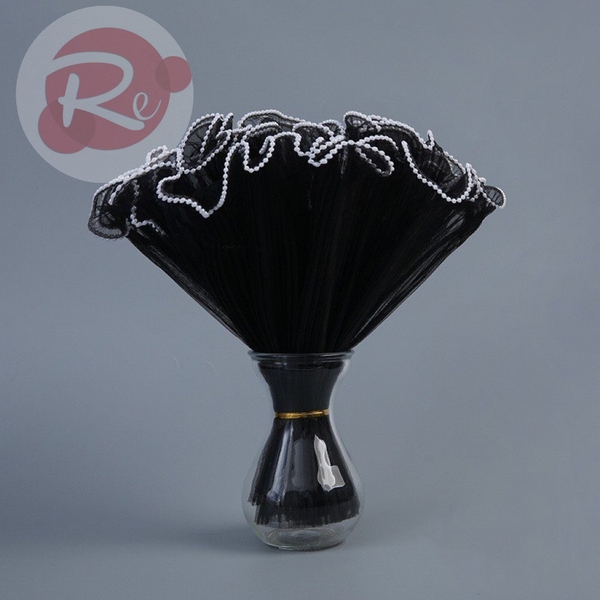 Ruybang voan ngọc trai - Đen (28cmx2m)