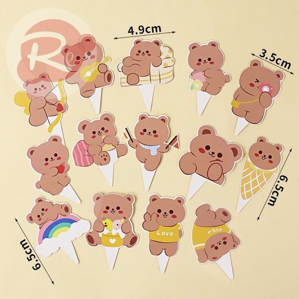 140 thẻ Cupcake - Gấu hoạt hình