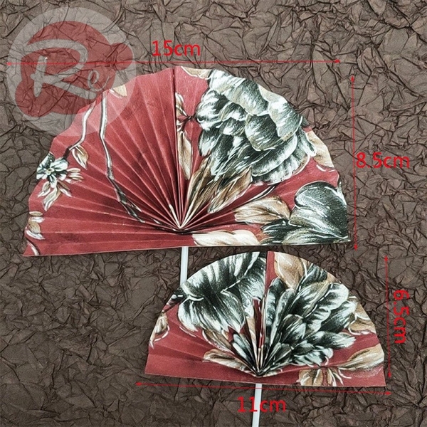 Combo 2 quạt họa tiết size to - Đỏ