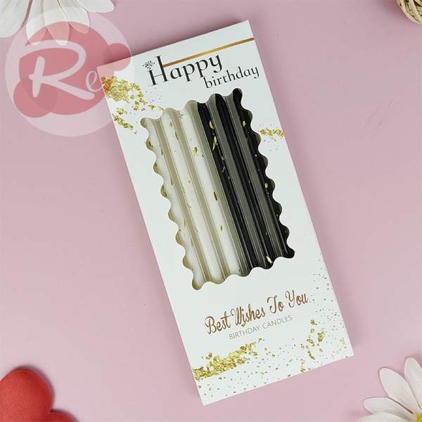 Nến nhũ Pastel - Trắng đen