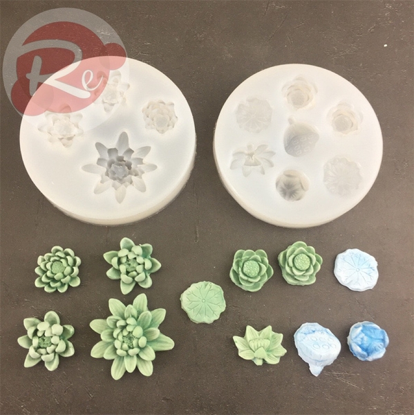 Khuôn Silicon - Bộ 2 khuôn sen đá mini