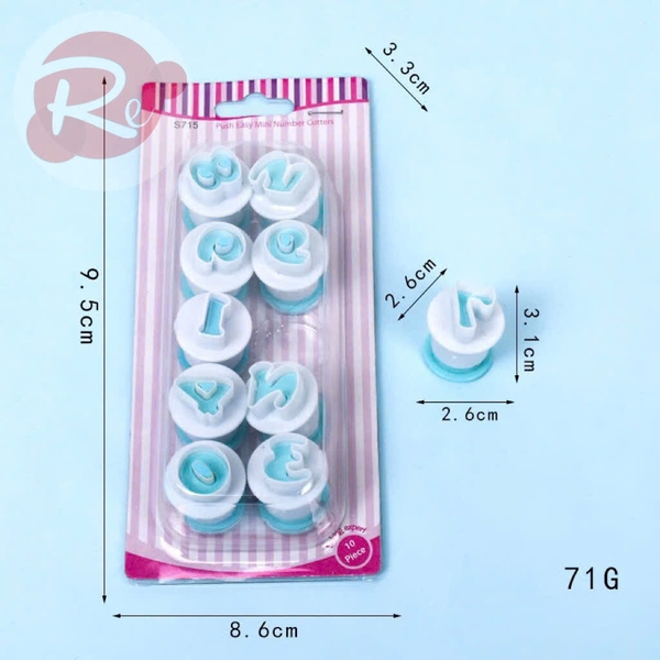 Khuôn ấn fondant - Bộ 10 Số