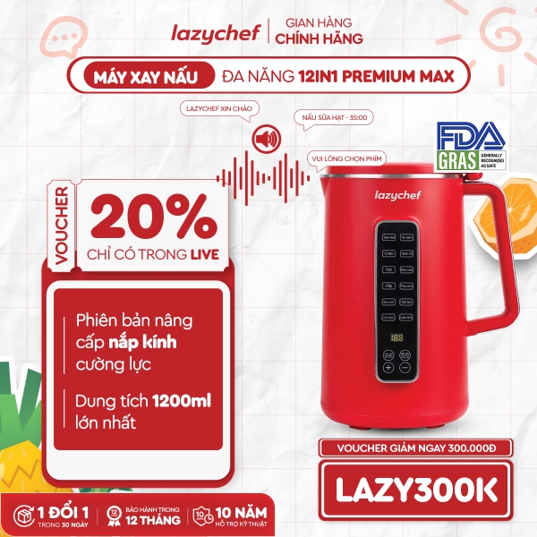 |CÓ GIỌNG NÓI TIẾNG VIỆT| MÁY XAY NẤU ĐA NĂNG 12IN1 PREMIUM MAX TÍCH HỢP GIỌNG NÓI LAZYCHEF