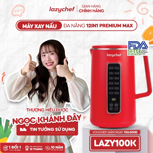 |CÓ GIỌNG NÓI TIẾNG VIỆT| MÁY XAY NẤU ĐA NĂNG 12IN1 PREMIUM MAX, MÁY LÀM SỮA HẠT CHỐNG TRÀO - CHỐNG TRÀN 12IN1 PREMIUM MAX THẾ HỆ MỚI LAZYCHEF