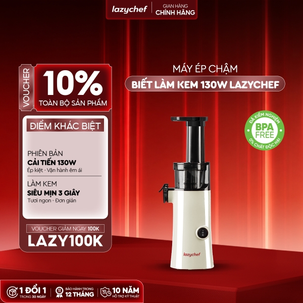 |PHIÊN BẢN MÀU KEM| MÁY ÉP CHẬM BIẾT LÀM KEM 130W LAZYCHEF