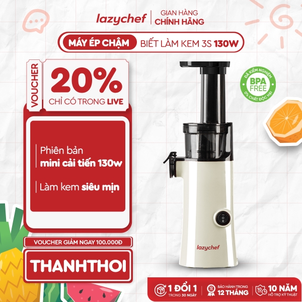 |PHIÊN BẢN MÀU KEM| MÁY ÉP CHẬM BIẾT LÀM KEM 130W LAZYCHEF
