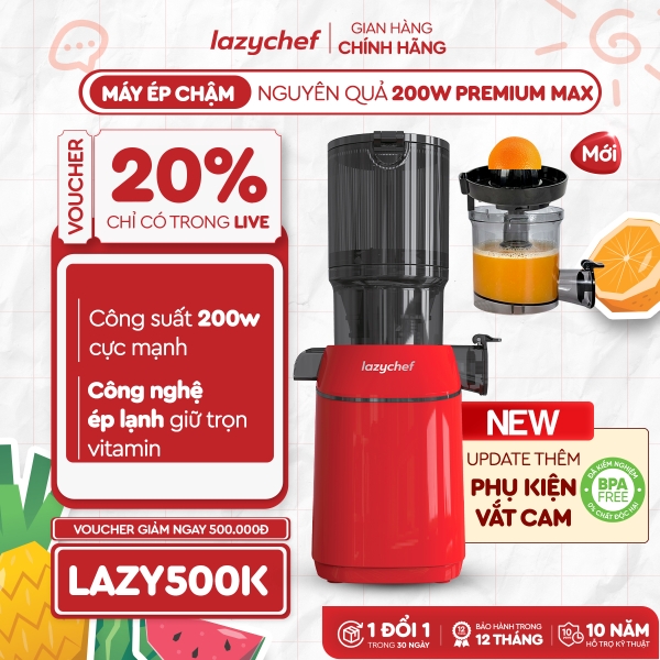 |PHIÊN BẢN CẢI TIẾN TÍCH HỢP VẮT CAM| MÁY ÉP CHẬM PREMIUM MAX LAZYCHEF
