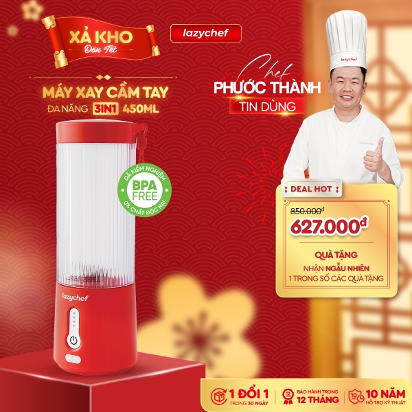 MÁY XAY TÍCH ĐIỆN ĐA NĂNG 3IN1 LAZYCHEF 450ML
