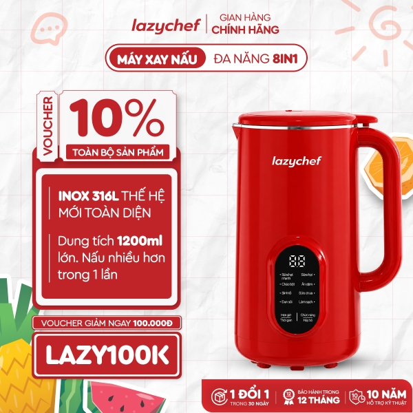 MÁY XAY NẤU ĐA NĂNG 8IN1 LAZYCHEF LC-05SH – INOX 316L CAO CẤP , 12 LƯỠI DAO ĐA TẦNG CÔNG NGHỆ ĐỨC